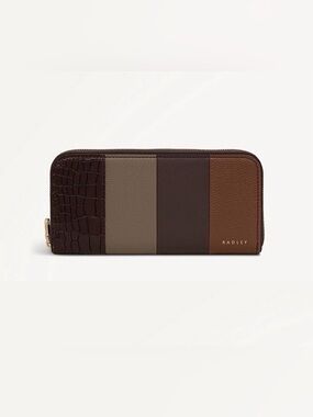 Radley London York Mews Patchwork LG Zip Around Wallet. Chocolate.